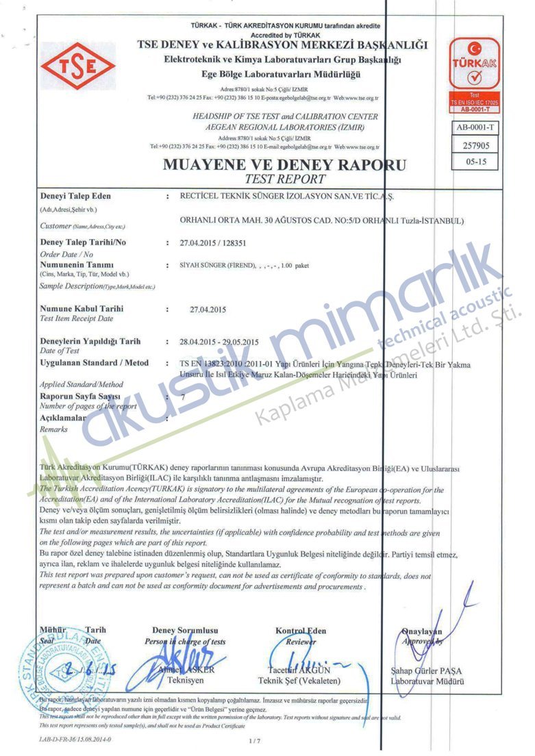 70dns TSE Yanmazlık Testi